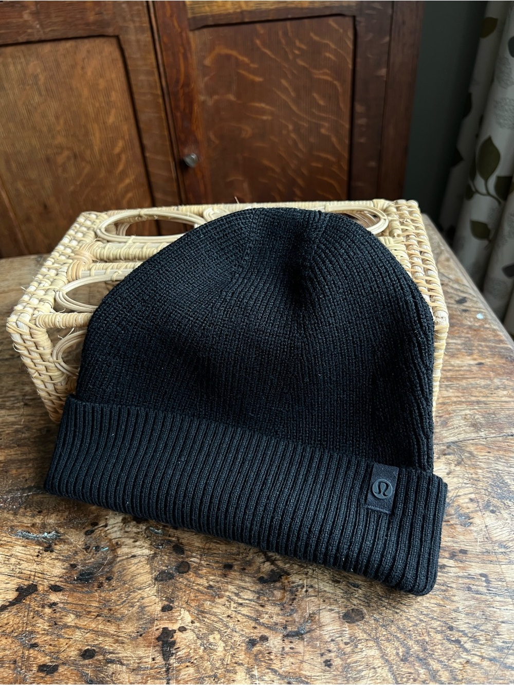 lululemon athletica wool blend ribbed beanie Black Ribbed Cuff Beanie